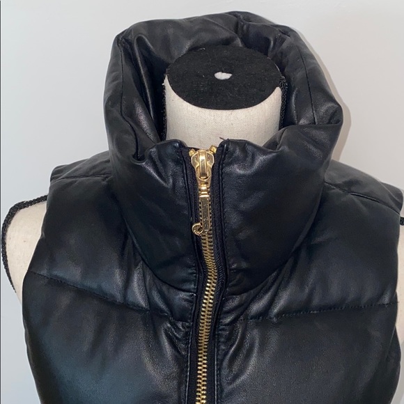 Juicy Couture Black 100% Leather Puff Vest S - Picture 3 of 8